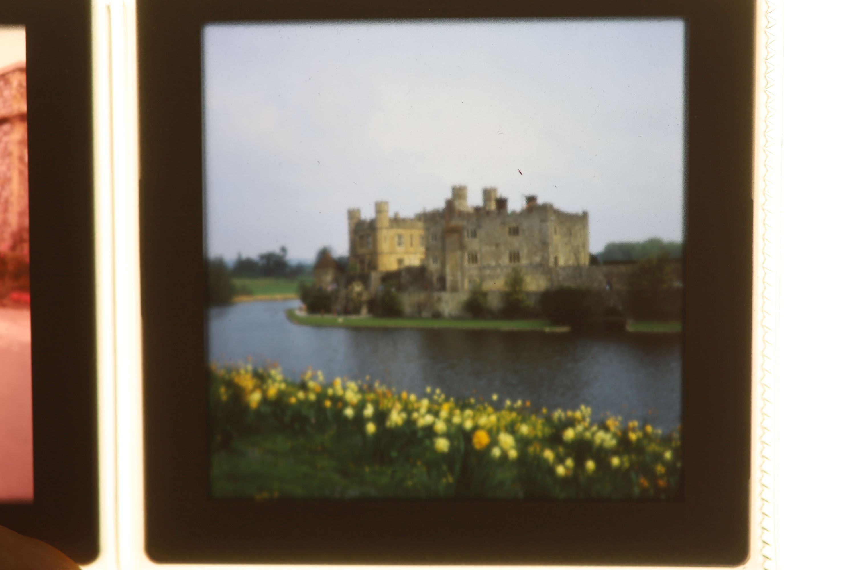 A collection of photographic slides dating from the 1970’s, subjects to include classic cars, flowers, architecture, street scenes, various British towns to include Henley, City of London, Dover, etc together with a Leic